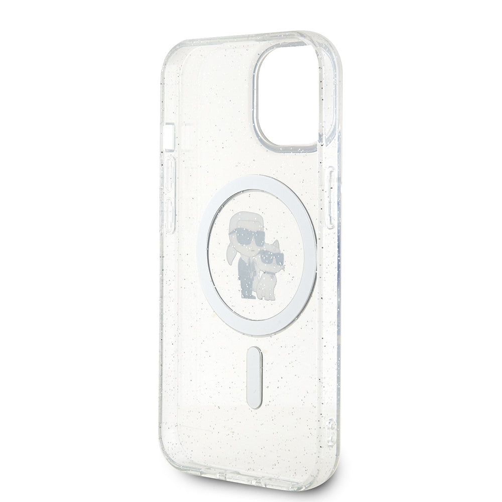 MagSafe-kotelo Apple iPhone 15:lle, Karl Lagerfeld, Glitter, Läpinäkyvä