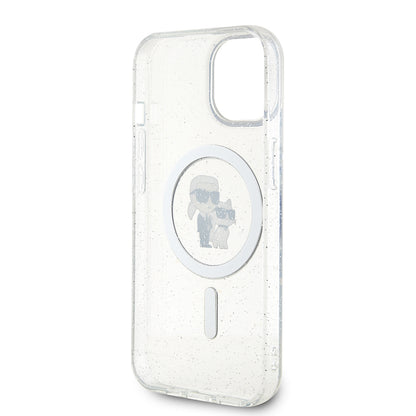 MagSafe-kotelo Apple iPhone 15:lle, Karl Lagerfeld, Glitter, Läpinäkyvä