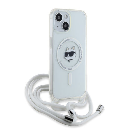 MagSafe-kotelo Apple iPhone 15:lle, Karl Lagerfeld, IML Crossbody Choupette's Head with Strap, Läpinäkyvä