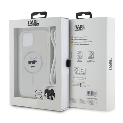 MagSafe-kotelo Apple iPhone 15:lle, Karl Lagerfeld, IML Crossbody Choupette's Head with Strap, Läpinäkyvä