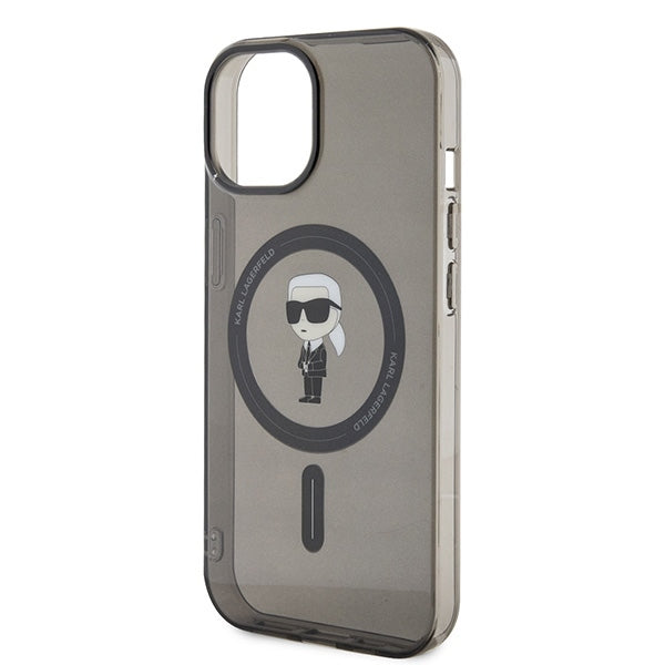 MagSafe-kotelo Apple iPhone 15:lle, Karl Lagerfeld, IML Ikonik Karl, Musta