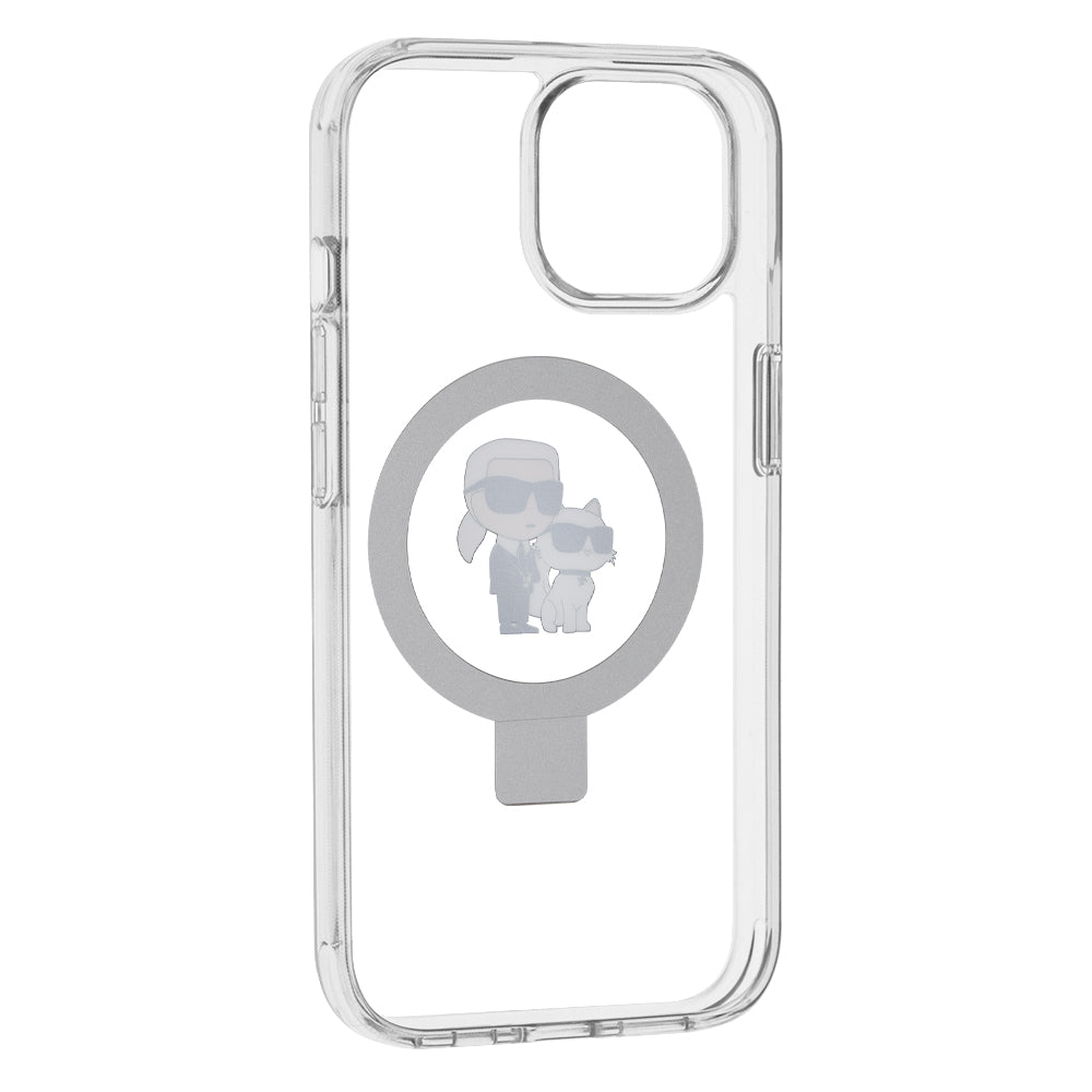 MagSafe-kotelo Apple iPhone 15:lle, Karl Lagerfeld, Ring Stand Karl & Choupette, Valkoinen