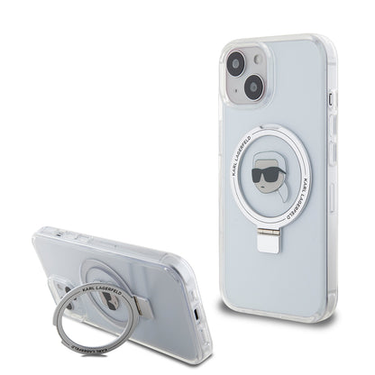 MagSafe-kotelo Apple iPhone 15:lle, Karl Lagerfeld, Ring Stand Karl's Head, Valkoinen