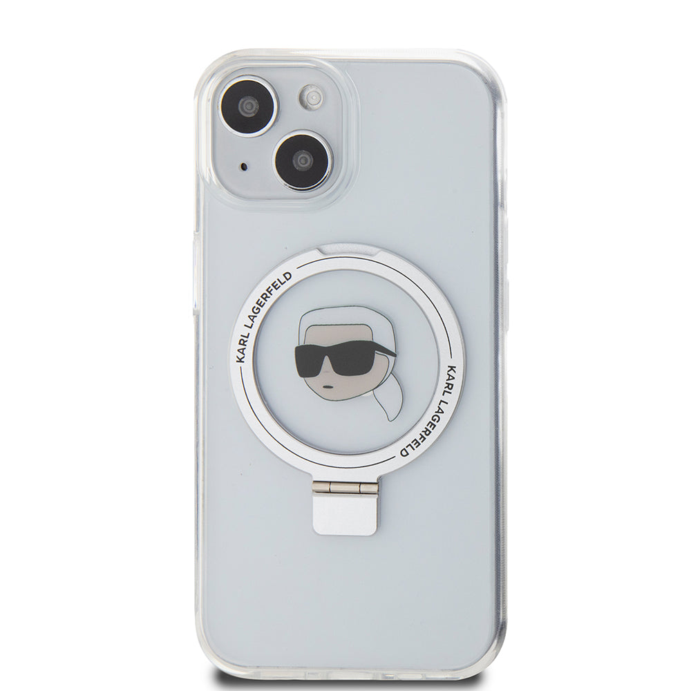 MagSafe-kotelo Apple iPhone 15:lle, Karl Lagerfeld, Ring Stand Karl's Head, Valkoinen