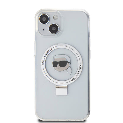 MagSafe-kotelo Apple iPhone 15:lle, Karl Lagerfeld, Ring Stand Karl's Head, Valkoinen