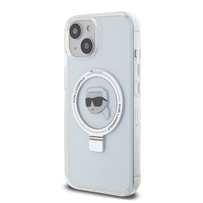 MagSafe-kotelo Apple iPhone 15:lle, Karl Lagerfeld, Ring Stand Karl's Head, Valkoinen