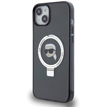 MagSafe-kotelo Apple iPhone 15:lle, Karl Lagerfeld, Ring Stand Karl's Head, Musta