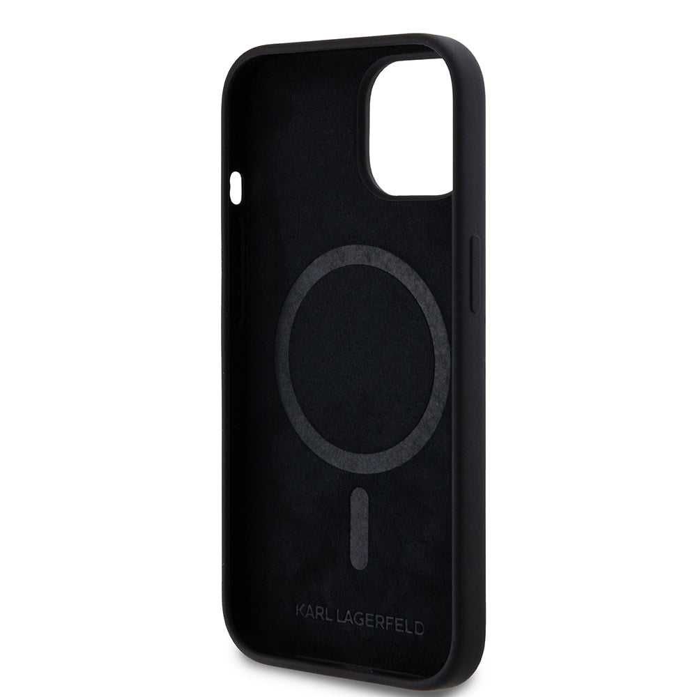 MagSafe Case for Apple iPhone 15, Karl Lagerfeld, Silicone Choupette's Head, Black