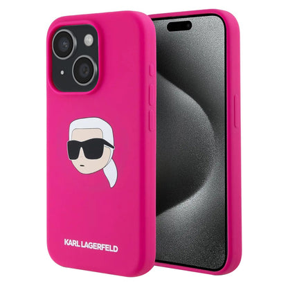 MagSafe-kotelo Apple iPhone 15:lle, Karl Lagerfeld, Silicone Karl's Head, Fuksia