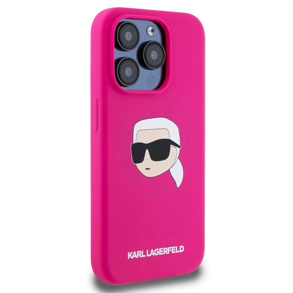 MagSafe-kotelo Apple iPhone 15:lle, Karl Lagerfeld, Silicone Karl's Head, Fuksia