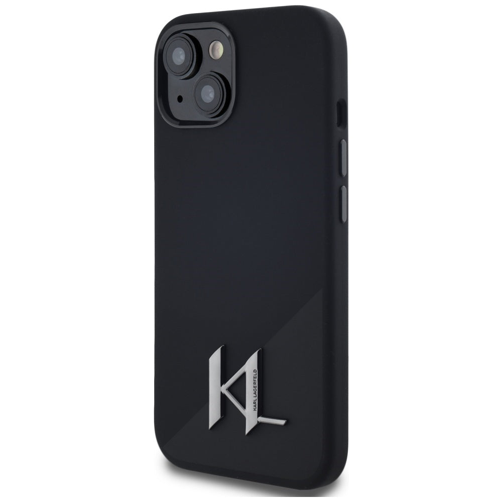 MagSafe-kotelo Apple iPhone 15:lle, Karl Lagerfeld, Silicone Shadow Metal Initial, Musta