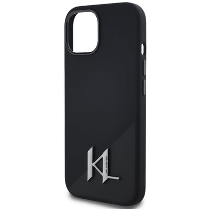 MagSafe-kotelo Apple iPhone 15:lle, Karl Lagerfeld, Silicone Shadow Metal Initial, Musta