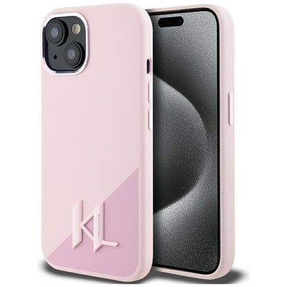 MagSafe-kotelo Apple iPhone 15:lle, Karl Lagerfeld, Silicone Shadow Metal Initial, Pinkki