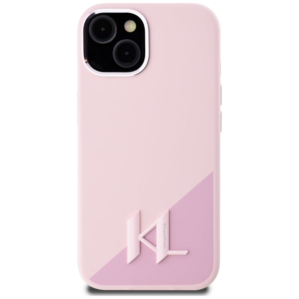 MagSafe-kotelo Apple iPhone 15:lle, Karl Lagerfeld, Silicone Shadow Metal Initial, Pinkki