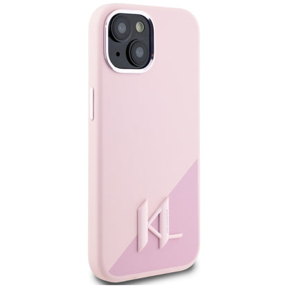 MagSafe-kotelo Apple iPhone 15:lle, Karl Lagerfeld, Silicone Shadow Metal Initial, Pinkki