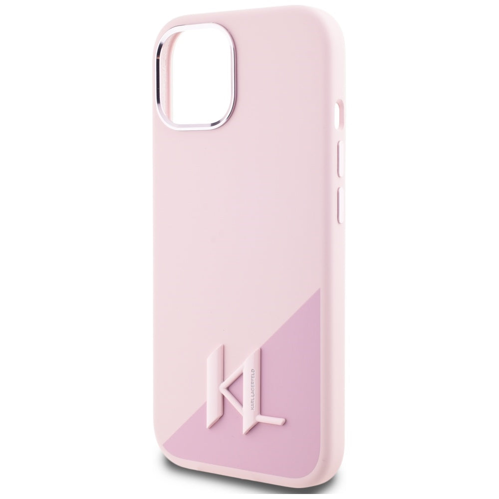 MagSafe-kotelo Apple iPhone 15:lle, Karl Lagerfeld, Silicone Shadow Metal Initial, Pinkki