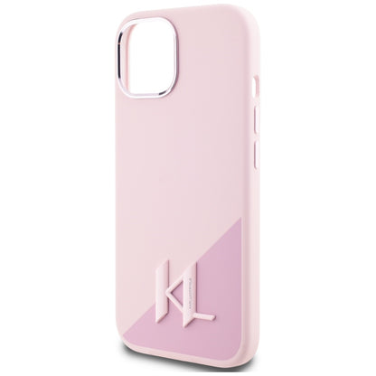 MagSafe-kotelo Apple iPhone 15:lle, Karl Lagerfeld, Silicone Shadow Metal Initial, Pinkki