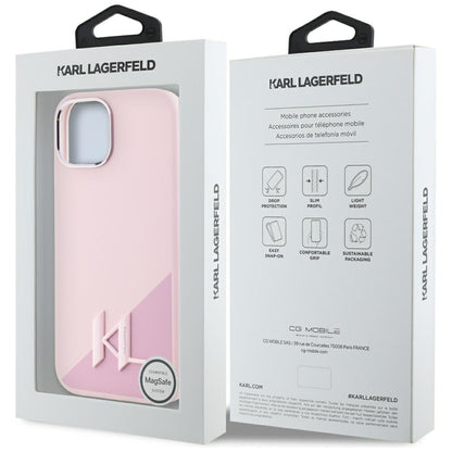 MagSafe-kotelo Apple iPhone 15:lle, Karl Lagerfeld, Silicone Shadow Metal Initial, Pinkki