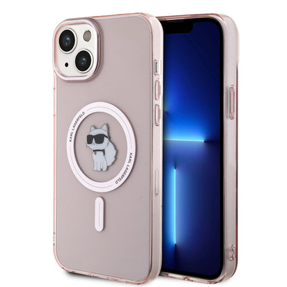 MagSafe-kotelo Apple iPhone 15 Plus / 14 Plus, Karl Lagerfeld, IML Choupette, Pinkki