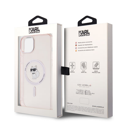 MagSafe-kotelo Apple iPhone 15 Plus / 14 Plus, Karl Lagerfeld, IML Choupette, Pinkki
