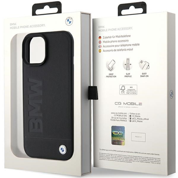 MagSafe-kuori Apple iPhone 15 Plus -puhelimelle, BMW, Natural Hot Stamp, Musta