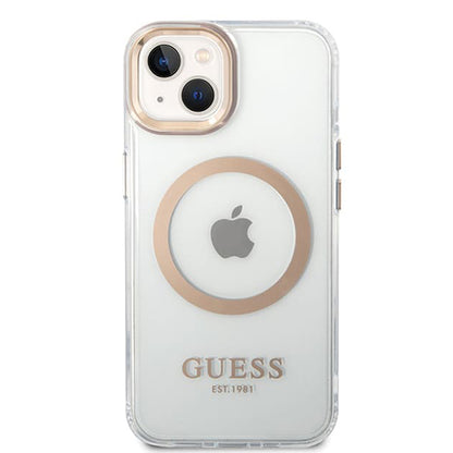 MagSafe-kotelo Apple iPhone 15 Plus -puhelimelle, Guess, Metal Outline, Kultainen