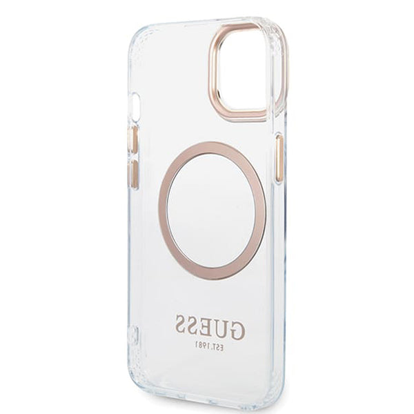 MagSafe-kotelo Apple iPhone 15 Plus -puhelimelle, Guess, Metal Outline, Kultainen