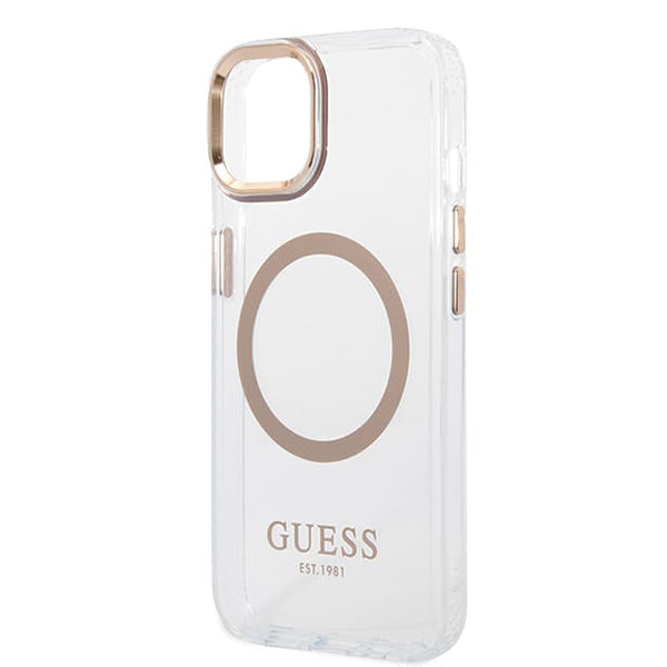 MagSafe-kotelo Apple iPhone 15 Plus -puhelimelle, Guess, Metal Outline, Kultainen