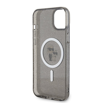 MagSafe-kotelo Apple iPhone 15 Plus -puhelimelle, Karl Lagerfeld, Glitter, Musta