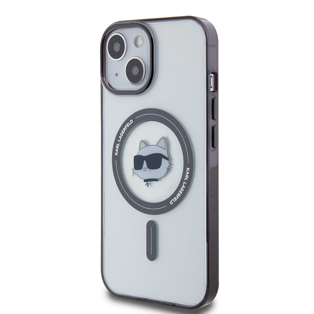 MagSafe Case for Apple iPhone 15 Plus, Karl Lagerfeld, IML Choupette's Head, Transparent