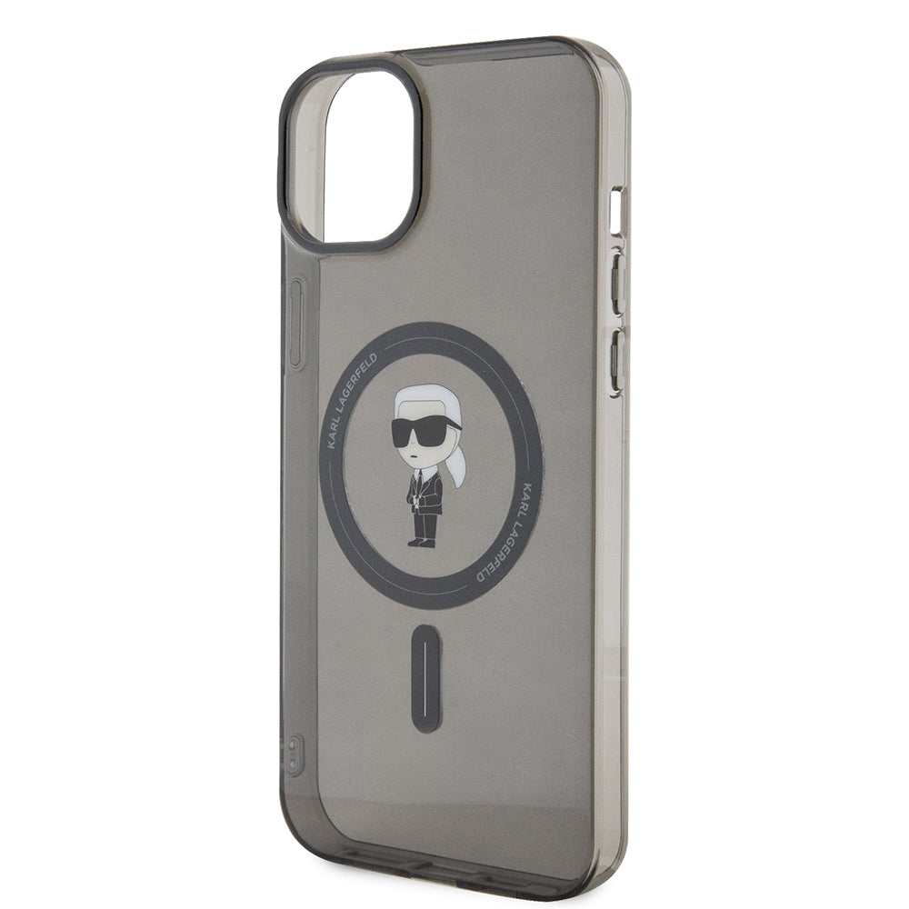 MagSafe-kotelo Apple iPhone 15 Plus -puhelimelle, Karl Lagerfeld, IML Ikonik Karl, Musta