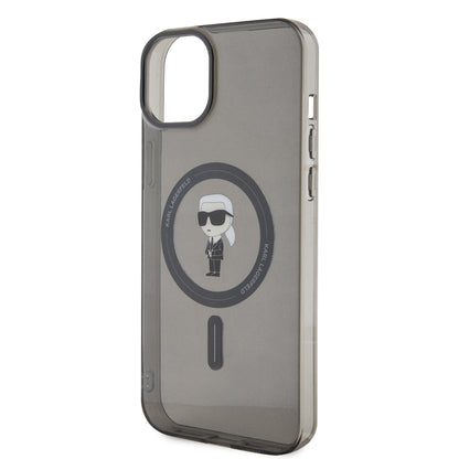 MagSafe-kotelo Apple iPhone 15 Plus -puhelimelle, Karl Lagerfeld, IML Ikonik Karl, Musta