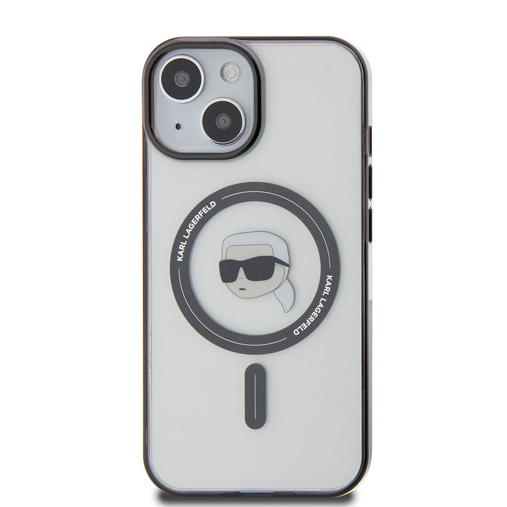 MagSafe-kotelo Apple iPhone 15 Plus -puhelimelle, Karl Lagerfeld, IML Karl's Head, Läpinäkyvä