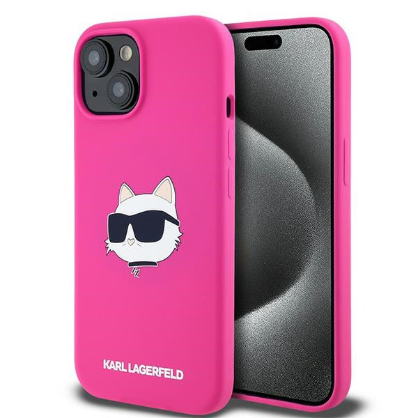 MagSafe-kotelo Apple iPhone 15 Plus -puhelimelle, Karl Lagerfeld, Silicone Choupette's Head, fuksia