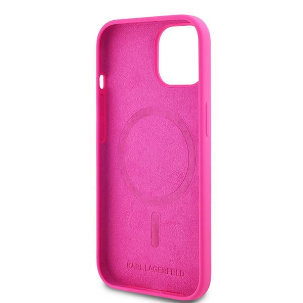 MagSafe-kotelo Apple iPhone 15 Plus -puhelimelle, Karl Lagerfeld, Silicone Choupette's Head, fuksia