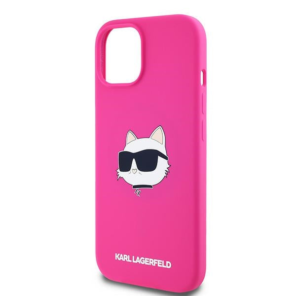 MagSafe-kotelo Apple iPhone 15 Plus -puhelimelle, Karl Lagerfeld, Silicone Choupette's Head, fuksia