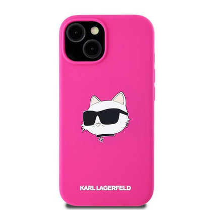 MagSafe-kotelo Apple iPhone 15 Plus -puhelimelle, Karl Lagerfeld, Silicone Choupette's Head, fuksia
