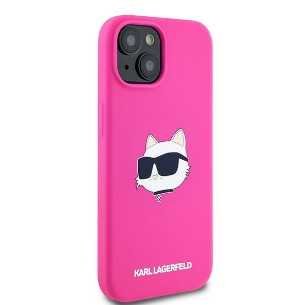 MagSafe-kotelo Apple iPhone 15 Plus -puhelimelle, Karl Lagerfeld, Silicone Choupette's Head, fuksia