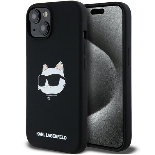 MagSafe-kotelo Apple iPhone 15 Plus -puhelimelle, Karl Lagerfeld, Silicone Choupette's Head, musta