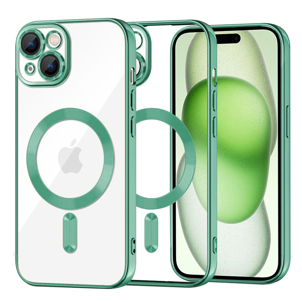 MagSafe Case for Apple iPhone 15 Plus, Techsuit, Luxury Crystal, Light Green