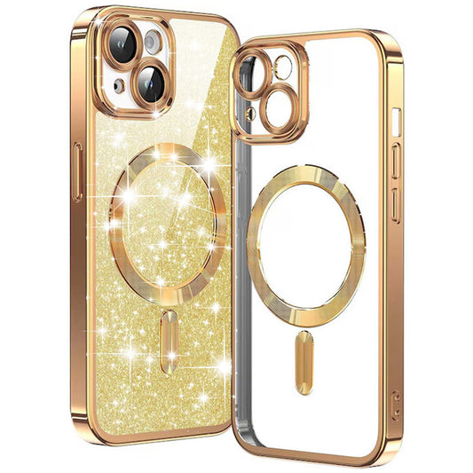MagSafe-kuori Apple iPhone 15 Plus -puhelimelle, Techsuit, Luxury Glitter, Kultainen