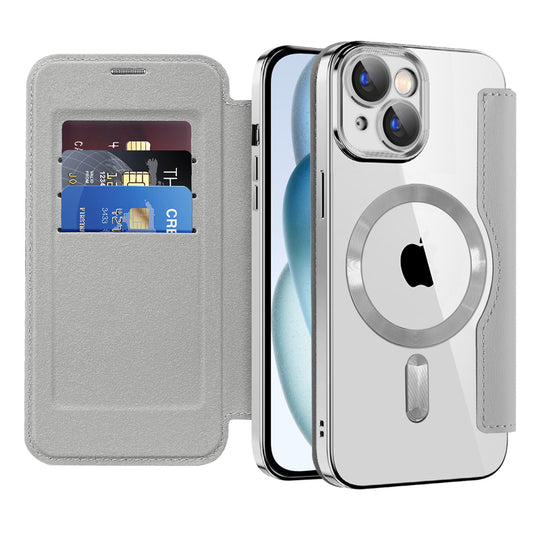 MagSafe-kuori Apple iPhone 15 Plus -puhelimelle, Techsuit, SmartMag Book, Harmaa