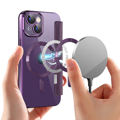 MagSafe Case for Apple iPhone 15 Plus, Techsuit, SmartMag Book, Purple