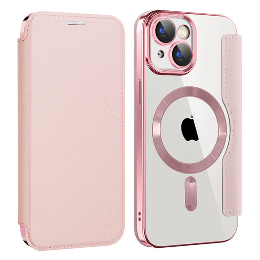 MagSafe Case for Apple iPhone 15 Plus, Techsuit, SmartMag Book, Pink
