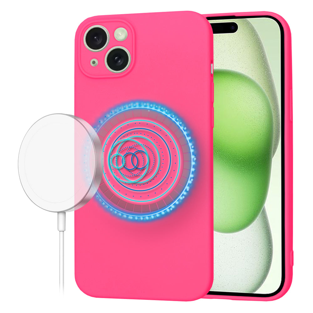 MagSafe-kuori Apple iPhone 15 Plus -puhelimelle, Techsuit, SoftFlex, Tummanpunainen