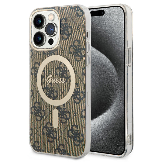 MagSafe-kotelo Apple iPhone 15 Prolle, Guess, 4G IML, Ruskea GUHMP15LH4STW