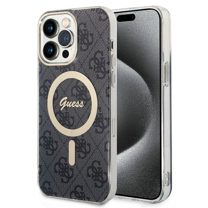 MagSafe-kotelo Apple iPhone 15 Prolle, Guess, 4G IML, Musta GUHMP15LH4STK