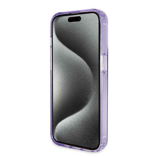 MagSafe-kotelo Apple iPhone 15 Prolle, Guess, IML Ring Stand Glitter, Violetti