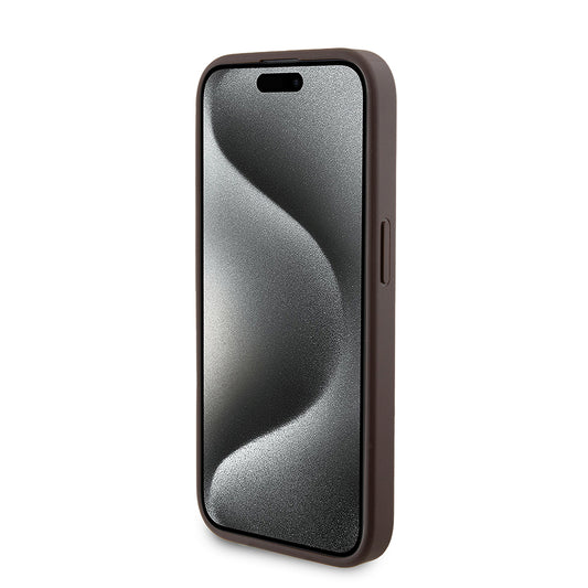 MagSafe-kotelo Apple iPhone 15 Prolle, Guess, Powerbank 4G Metal Logo, Ruskea