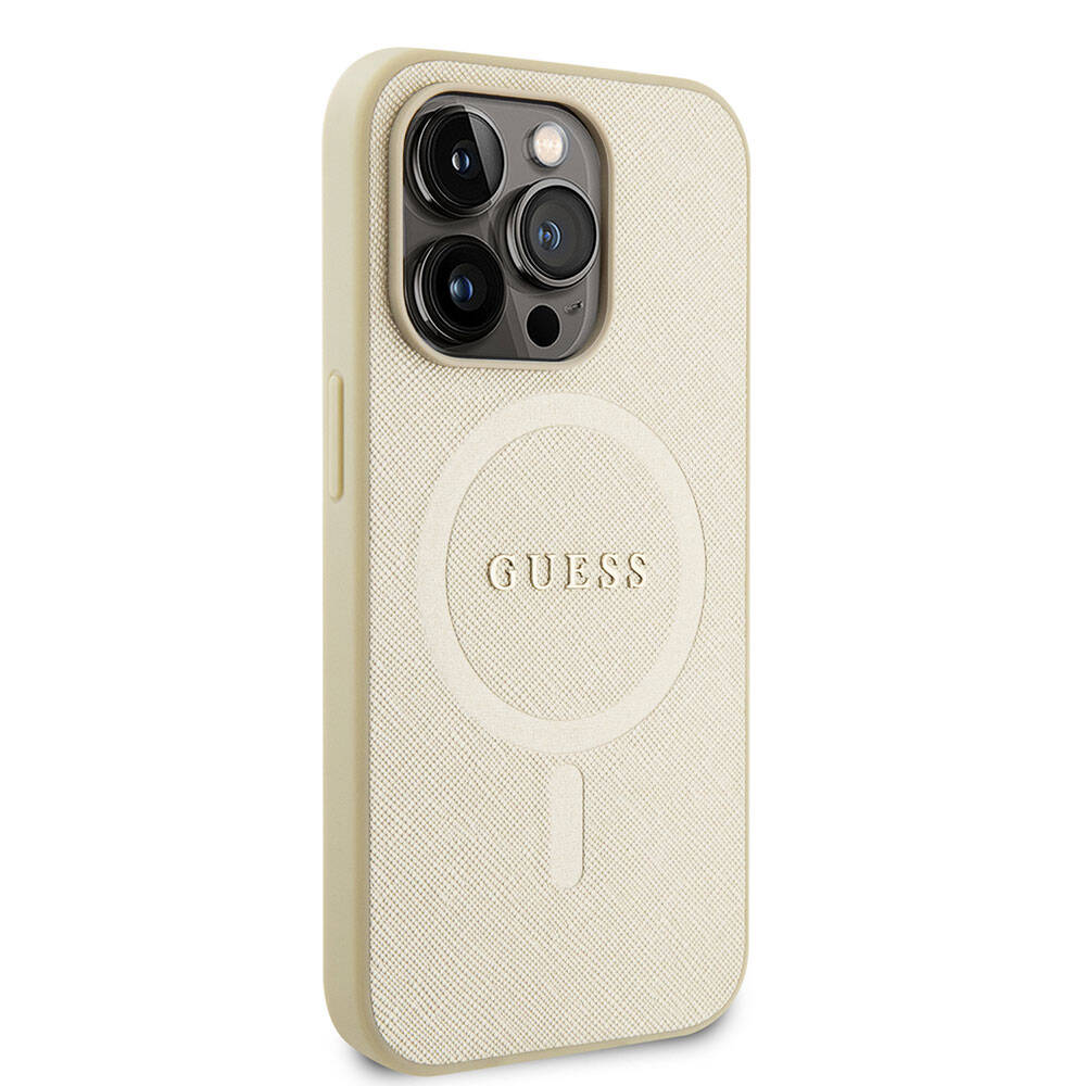 MagSafe-kotelo Apple iPhone 15 Prolle, Guess, Saffiano, Beige